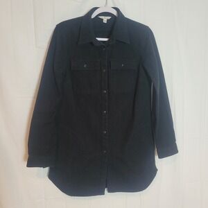 LL Bean Signature Archive Black Chamois Cloth Tunic Shirt Jacket Womens Medium
